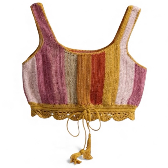 Anna Kosturova Crochet Striped Crop Top NWOT - Picture 1 of 5